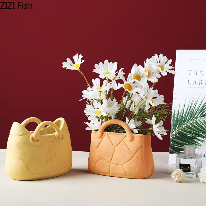 DecorBites™ Handwoven Ceramic Vase: Decorative Flower Pot for Home Décor and Floral Arrangement