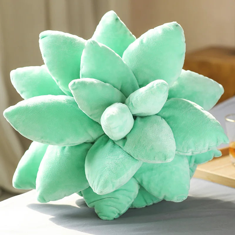 DecorBites™ 3D Succulent Cactus Flower Throw Pillow - Handcrafted Lavender Decor