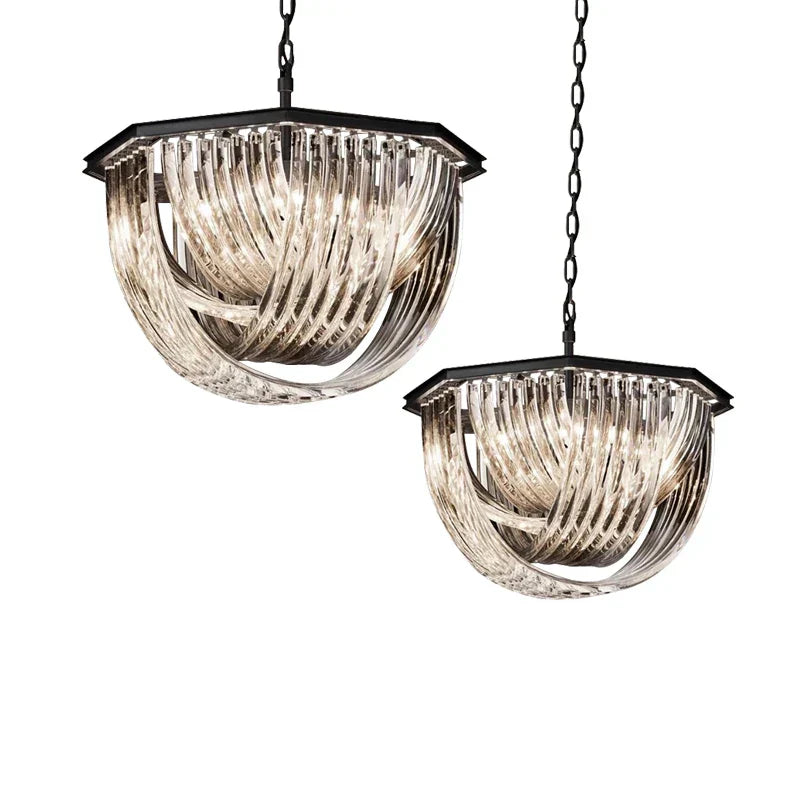 DecorBites™ Black Stainless Steel Crystal Glass Ceiling Chandelier - LED Dimmable Luxury Nordic Light