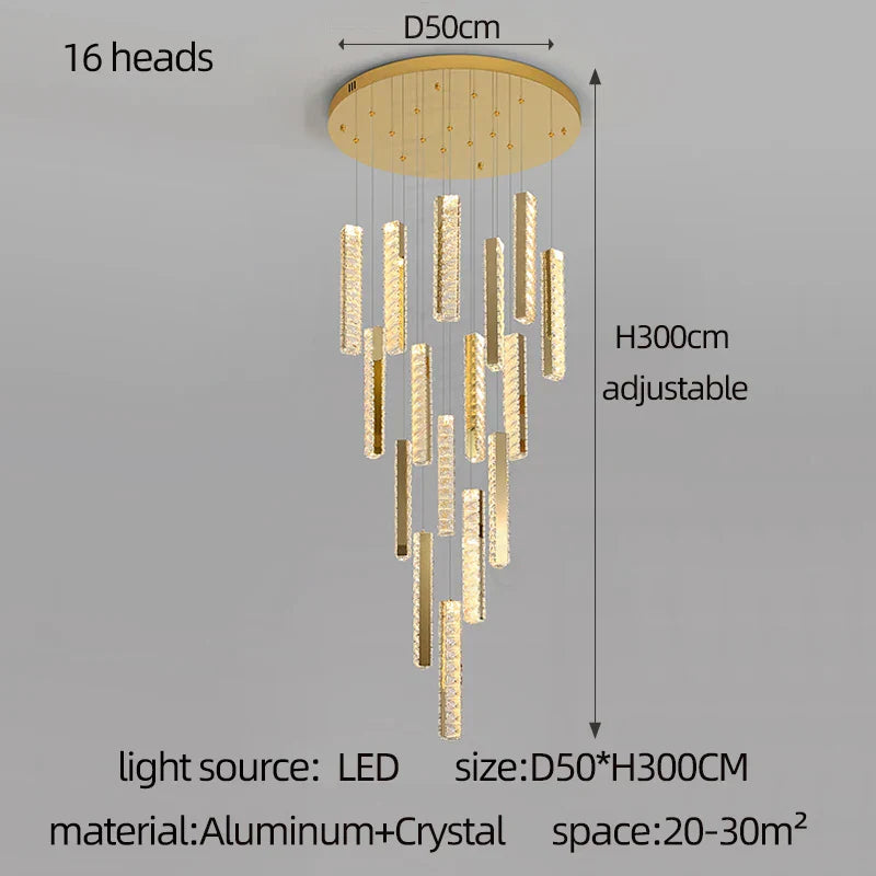 DecorBites™ Crystal Chandelier LED Mezzanine Dining Room Lighting