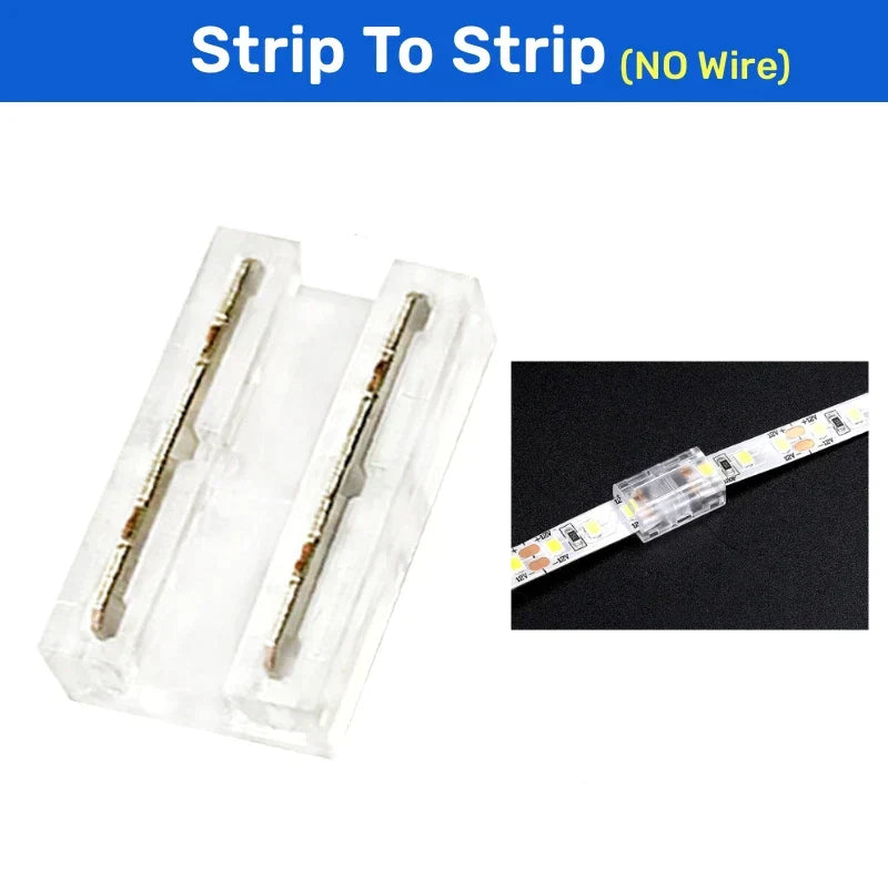 DecorBites™ 2-Pin COB LED Strip Connectors for 2835 5050 SMD Tape Light, 90° Angle Fixed Clip