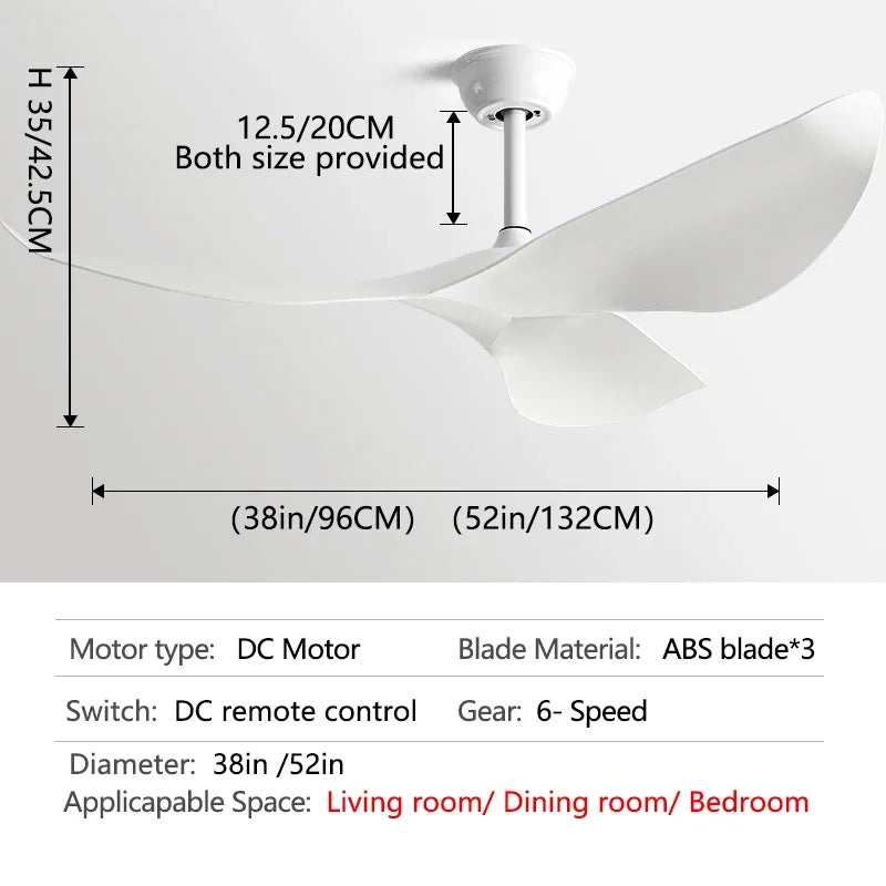 DecorBites™ 52" Modern DC Ceiling Fan with Remote Control for Living Room, Restaurant, Office