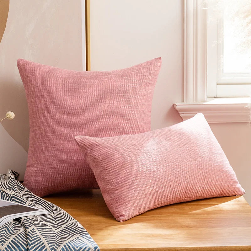 DecorBites™ Linen Cotton Throw Pillowcase 100% Polyester Cushion Cover for Home Decor