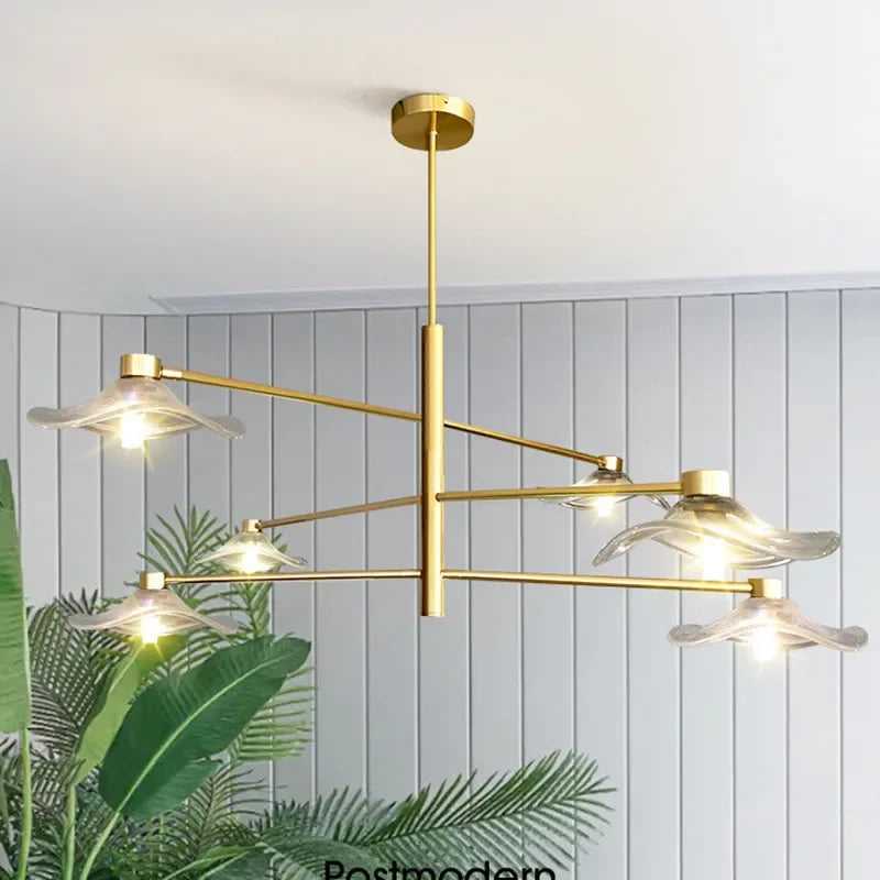 DecorBites™ Lotus Leaf Glass Ceiling Chandelier for Bedroom Living Room Hall Lighting