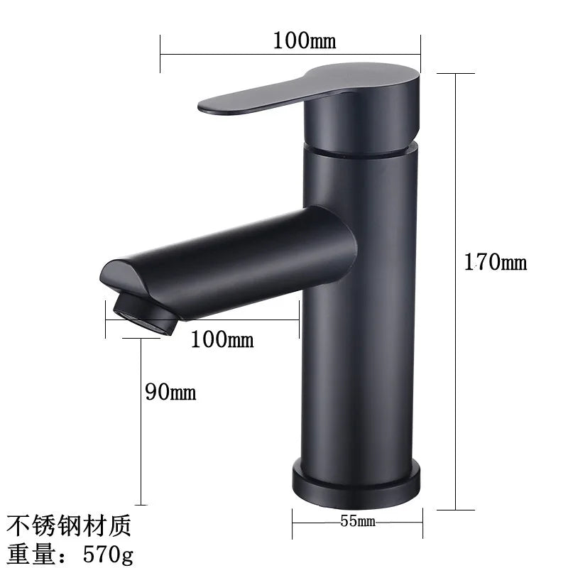 DecorBites™ Black Stainless Steel Bathroom Faucet Basin Mixer for Hot and Cold Water