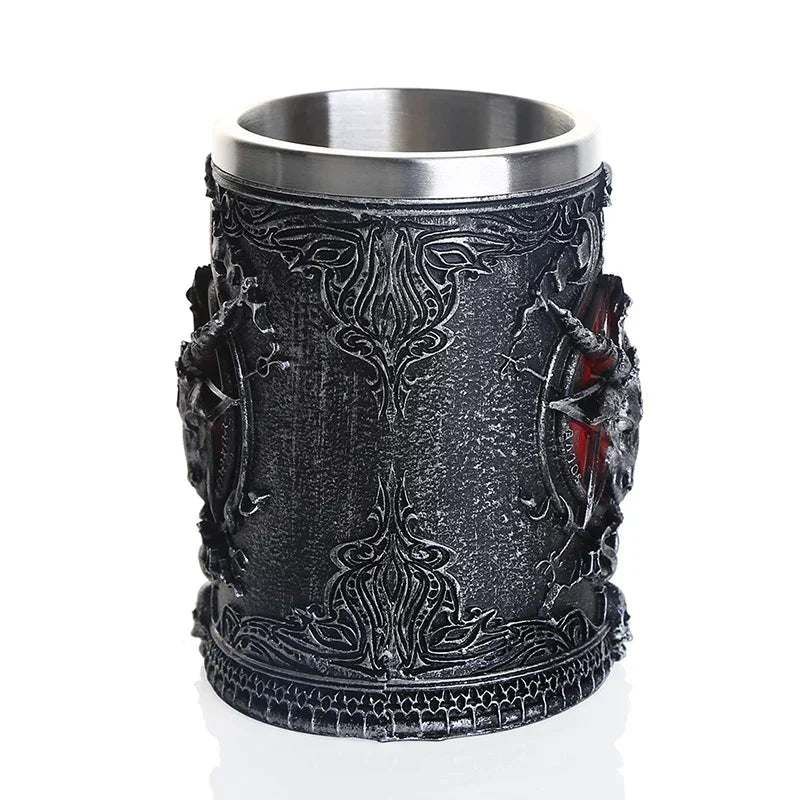 DecorBites™ Baphomet Resin Stainless Steel Beer Glass Tankard Pub Bar Decor