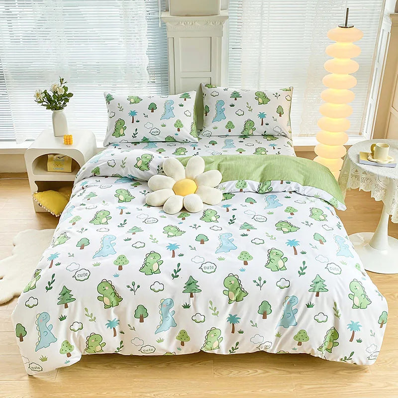 DecorBites™ Brushed Printed Duvet Cover Set with 2 Pillowcases, Queen/Single Size