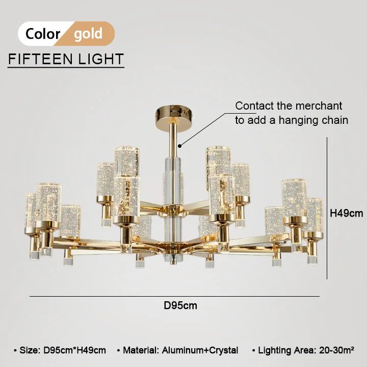 DecorBites™ Bubble Crystal Chandelier for Luxurious Living Room Decor