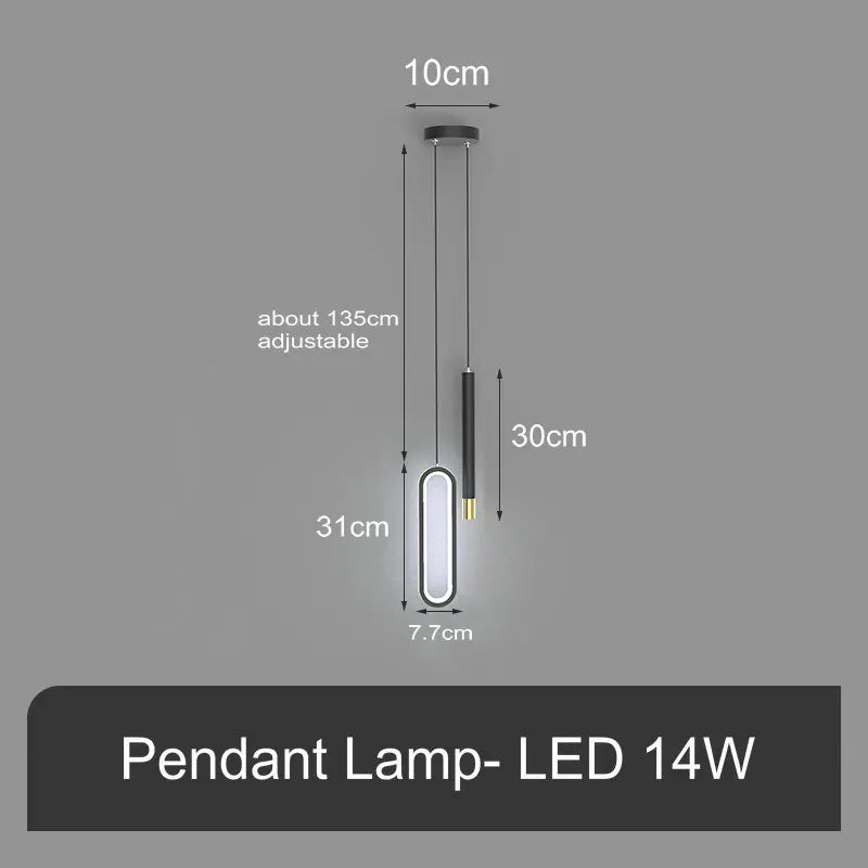 DecorBites™ Black Pendant Lamps: Modern Bedroom Lighting with Long Cable
