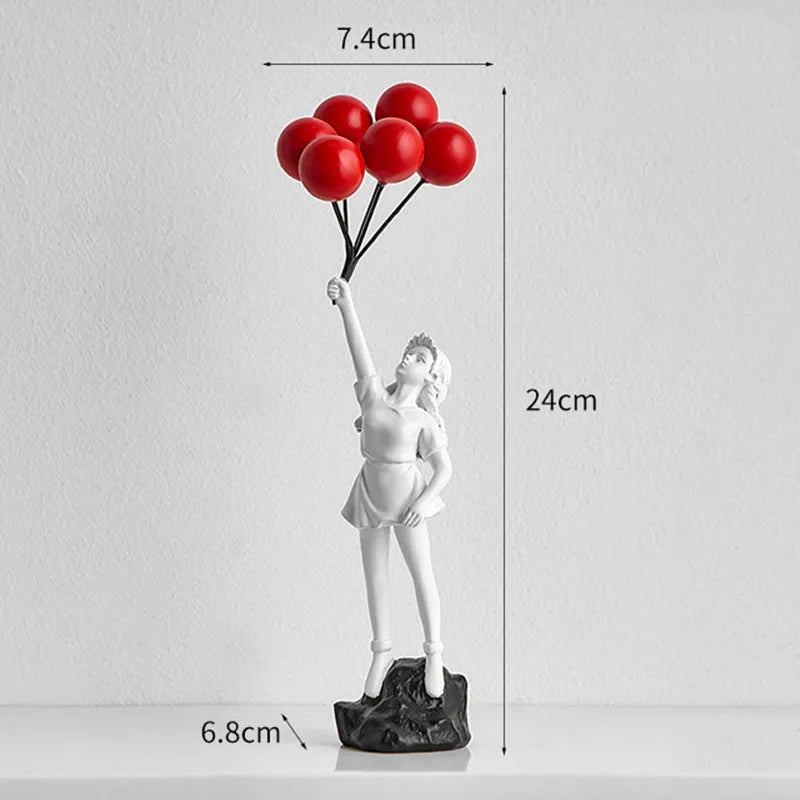 DecorBites™ Balloon Girl Graffiti Statue, Collectible Sculpture, Desk Decor, Home Office Gift