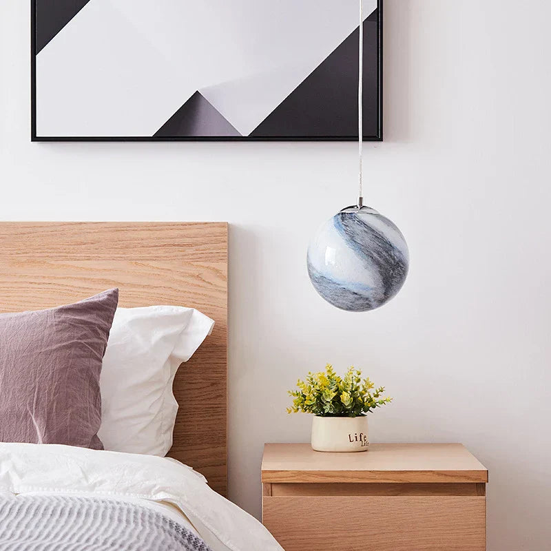DecorBites™ Astronaut Ball LED Light: Modern Boys Room Decor, Acrylic Planet Earth Pendant