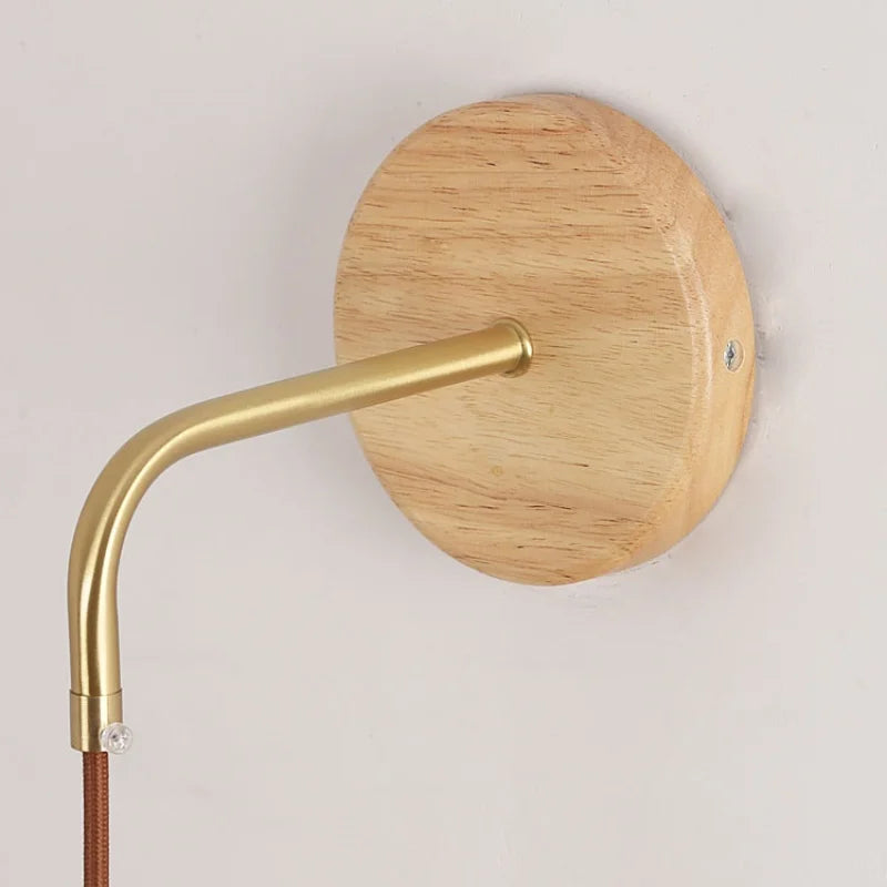 DecorBites™ Clear Glass LED Wall Lights with Wood Pull Chain Switch - Modern Copper Stair Light