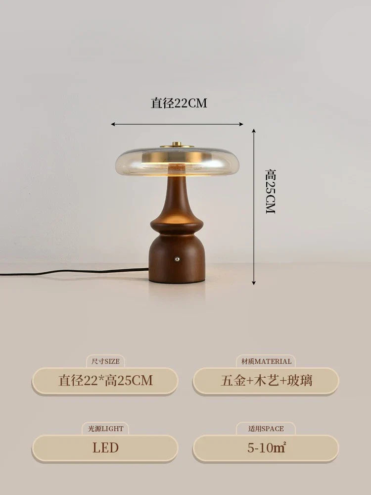 DecorBites™ Gold Lustre Wood Table Lamp LED - Luxe Retro Medieval Design