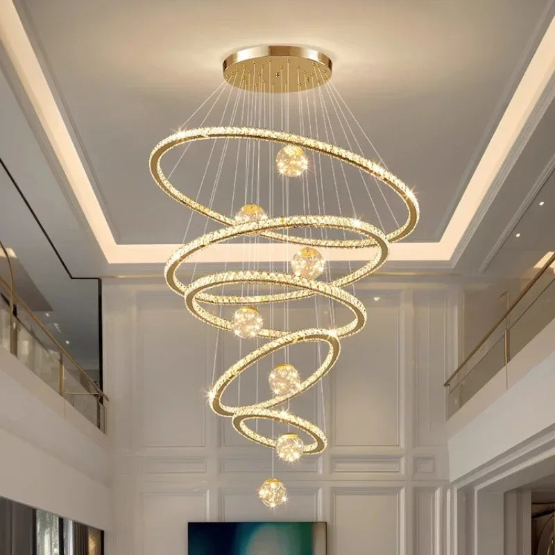 DecorBites™ Crystal LED Chandelier: Modern Living Room Pendant Lights, Glass Globe Hanging Lamp