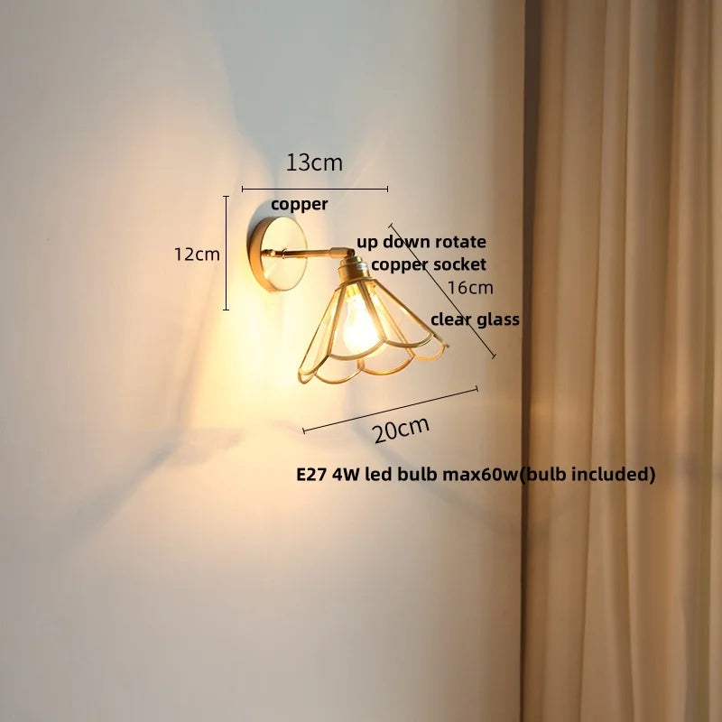 DecorBites™ Glass Wall Light Sconce Modern Nordic Bedside Lamp Aisle Hallway Balcony Lighting