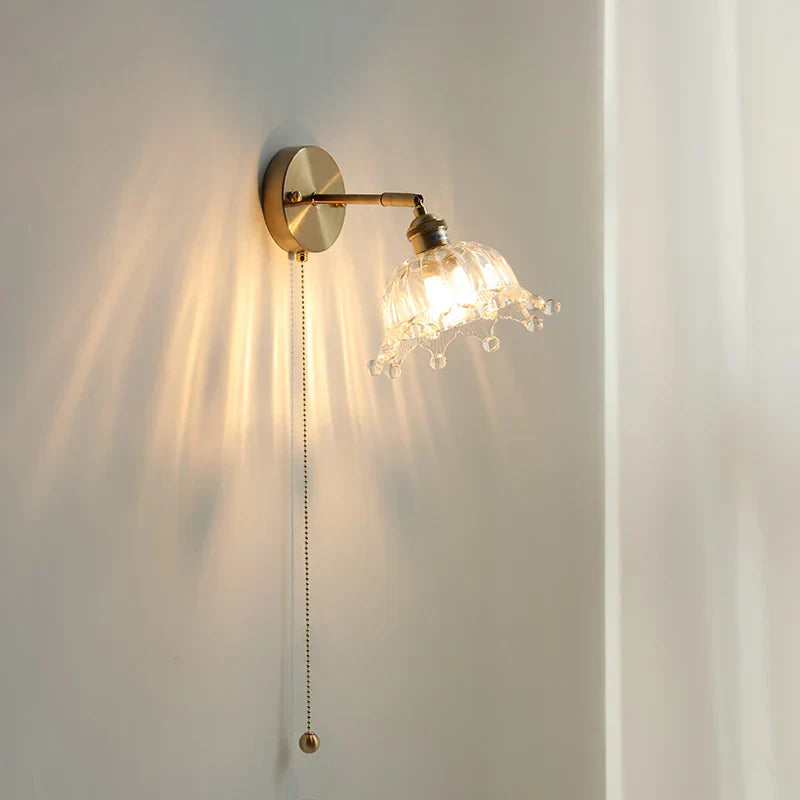 DecorBites™ Crown Glass LED Wall Lights Brass Switch Stair Fixtures