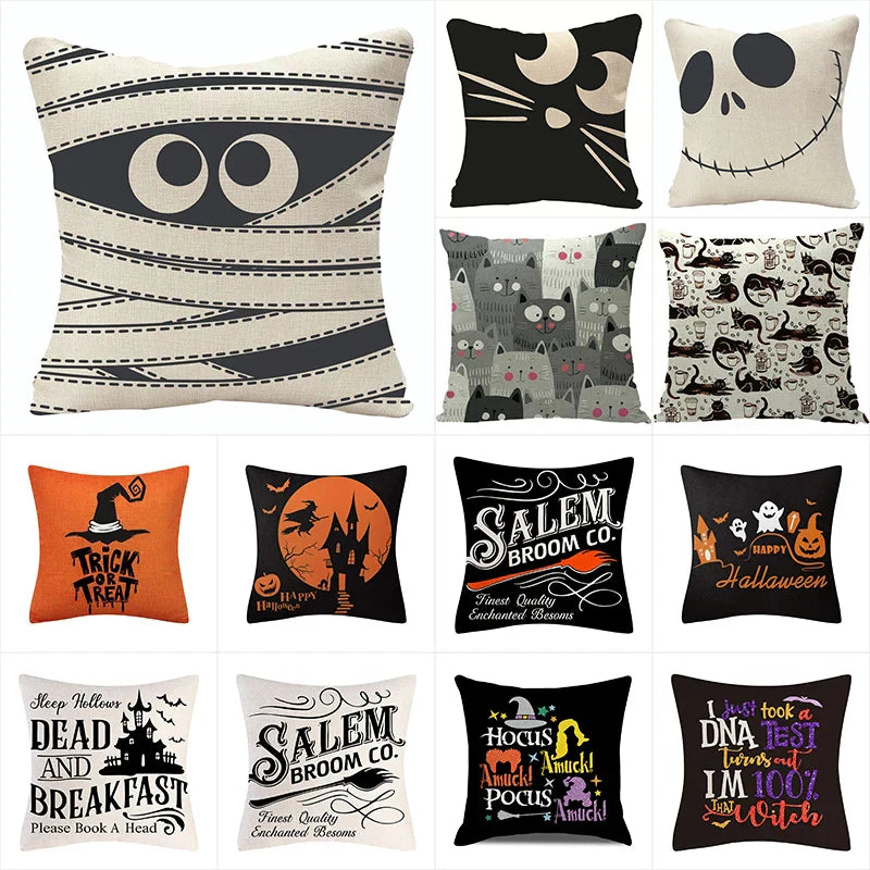 DecorBites™ Halloween Linen Cushion Cover for Living Room Decor and Sofa - Trick or Treat