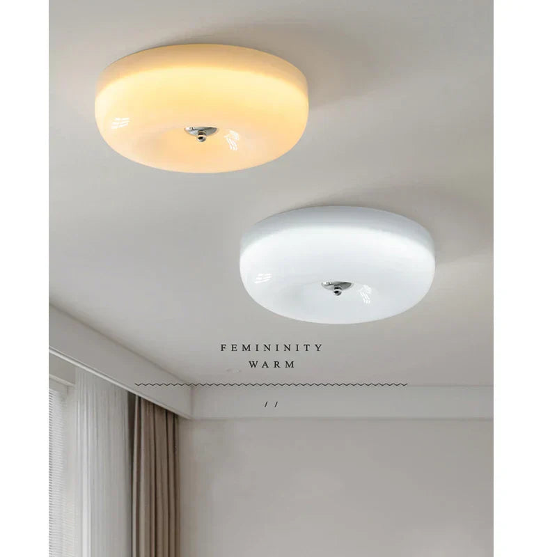 DecorBites™ Cream Bauhaus Style Ceiling Lamp for Bedroom with Medieval French Glass