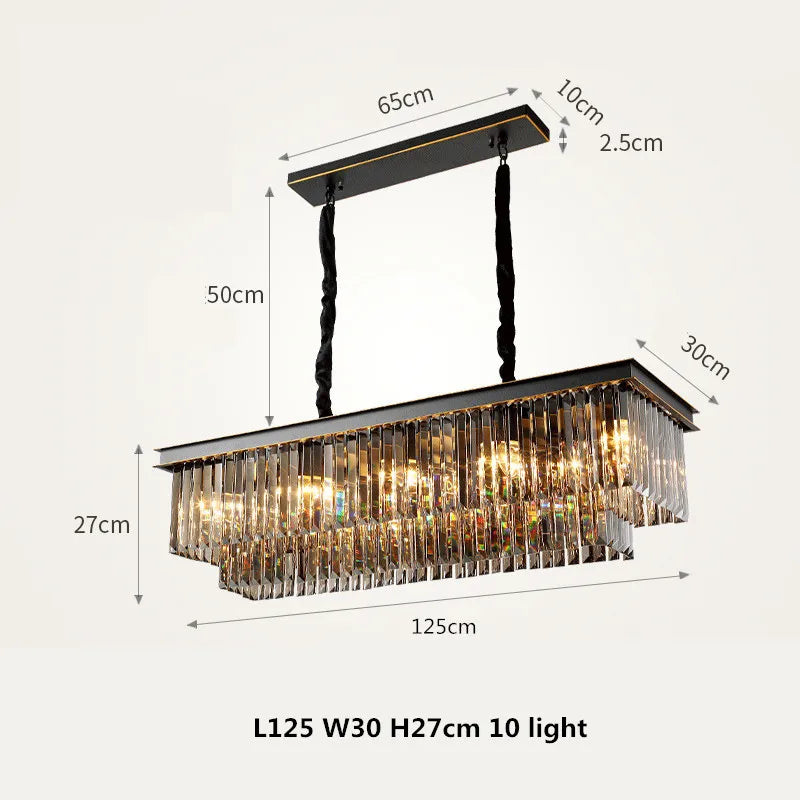 DecorBites™ Gold Black Metal LED Pendant Lights with Crystal Suspension and Chain Hangings