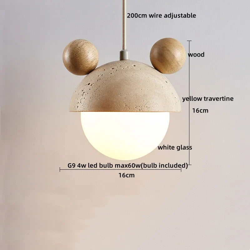 DecorBites™ LED Gourd Pendant Light Aisle Hotel Living Room Fixture Glass Travertine Hang Lamp