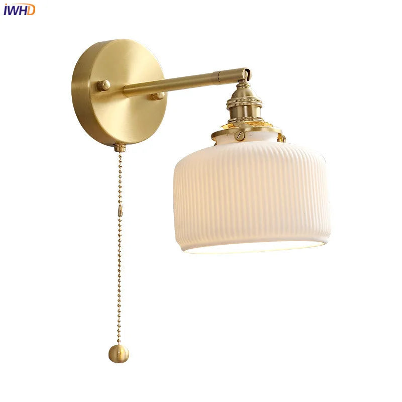 DecorBites™ Ceramic LED Wall Sconce: Modern Copper Indoor Luminaria for Bedroom, Mirror, Stairway