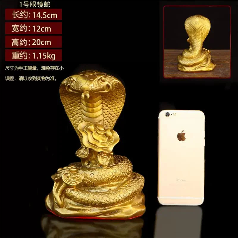 DecorBites™ Copper Cobra Zodiac Snake Feng Shui Decoration Craft