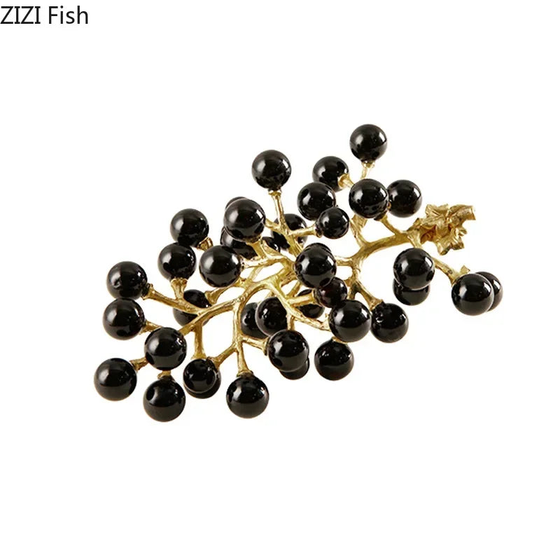 DecorBites™ Brass Crystal Grape Ornaments | Modern Desk Decoration Sculpture