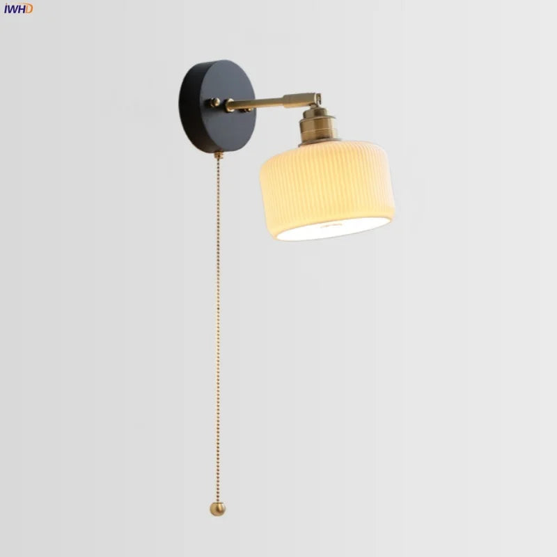 DecorBites™ Copper LED Wall Lights Pull Chain Switch Modern Bedside Lamp