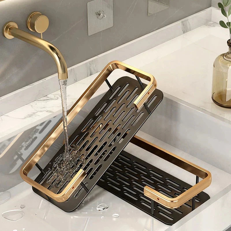 DecorBites™ Aluminum Corner Bathroom Shelf with Towel Holder