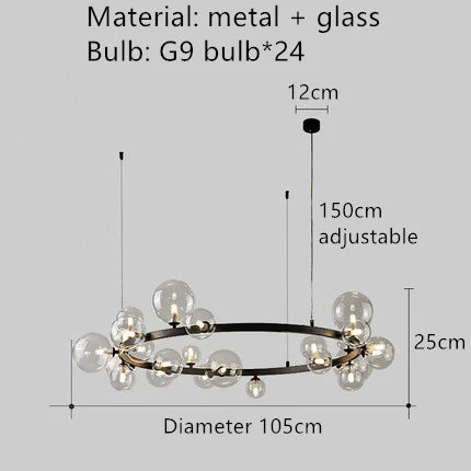 DecorBites™ Bubble Ball LED Pendant Light Fixture for Hall, Dining Room, Bedroom - Height Adjustable