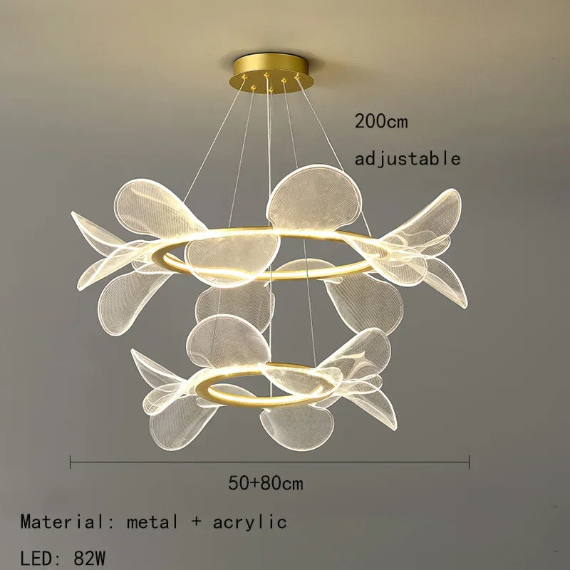DecorBites™ LED Flower Chandelier: Luxury Acrylic Pendant Lamp for Modern Living, Bedroom, Kitchen, Dining Room