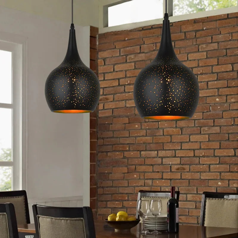 DecorBites™ Black Nordic Industrial Pendant Light Chandelier Retro Decor E27 Dining Kitchen Lamp