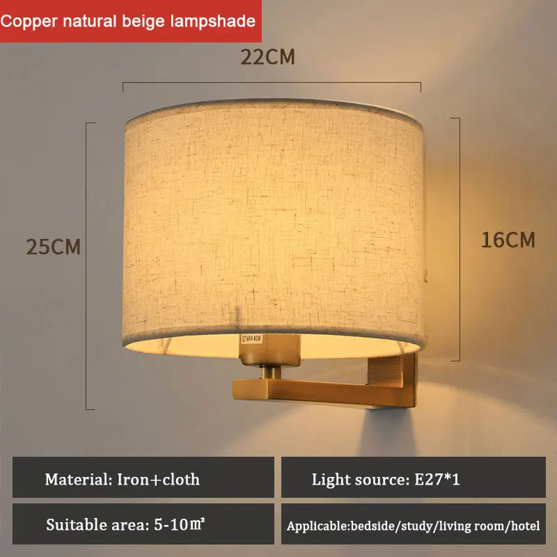 DecorBites™ Chinese Style Cloth Covered Wall Lamp for Bedroom and Living Room