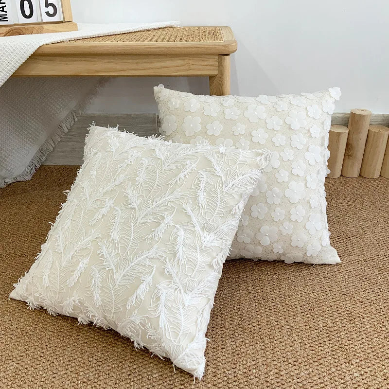 DecorBites™ 3D Plum Blossom Butterfly Cushion Cover Cotton Linen Decorative Case