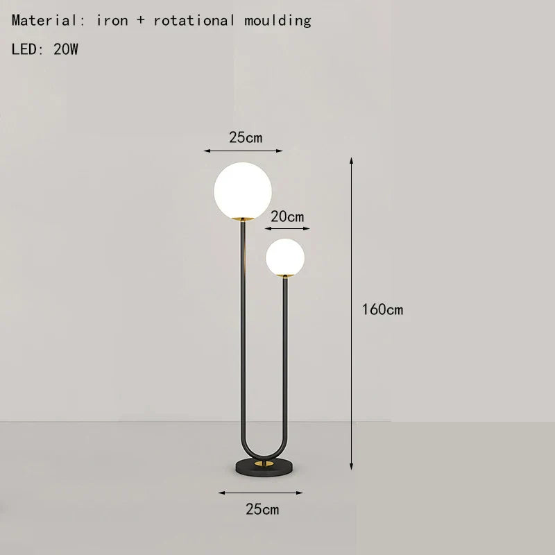 DecorBites™ Black White Metal Floor Lamp 3 Dimming White Glass - Elegant Standing Light for Home