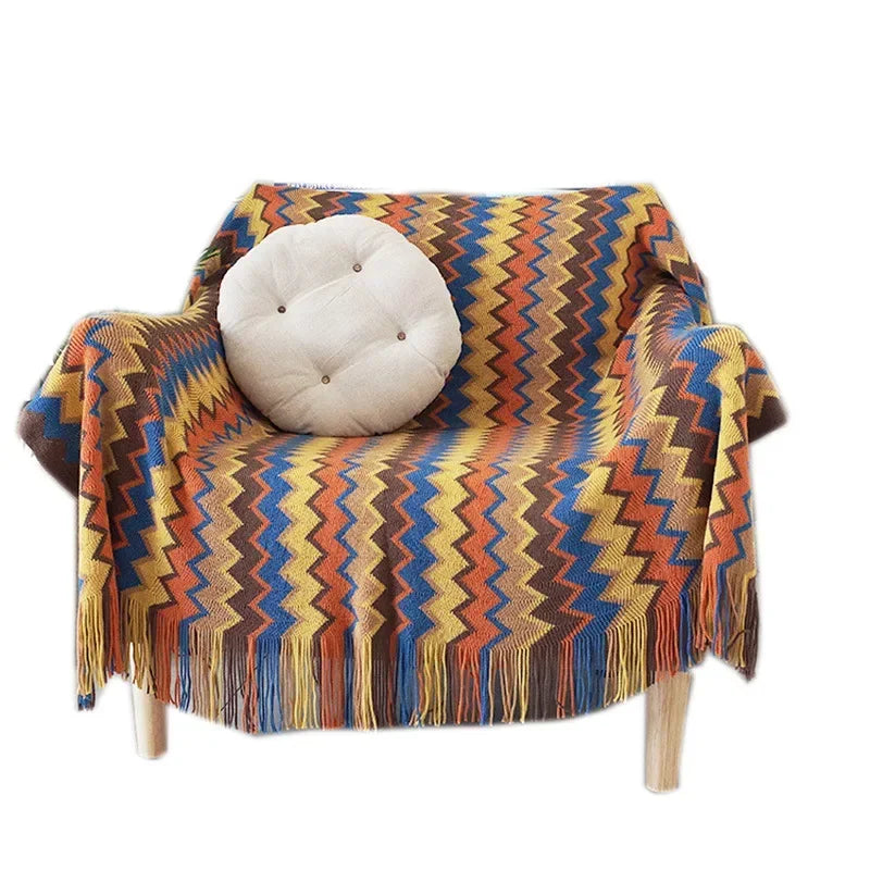 DecorBites™ Knitted Striped Sofa Blanket
