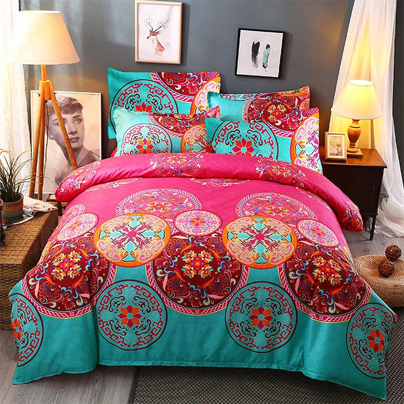 DecorBites™ Boho Chic Stripe Bedding Set with Pillowcase - Ultra-Soft Microfiber Quilt Cover