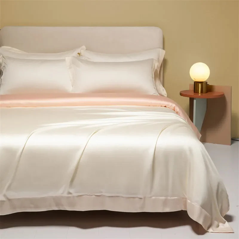 DecorBites™ Cooling Cotton Solid Bedding Set Ultra Soft Quilt Cover for Summer
