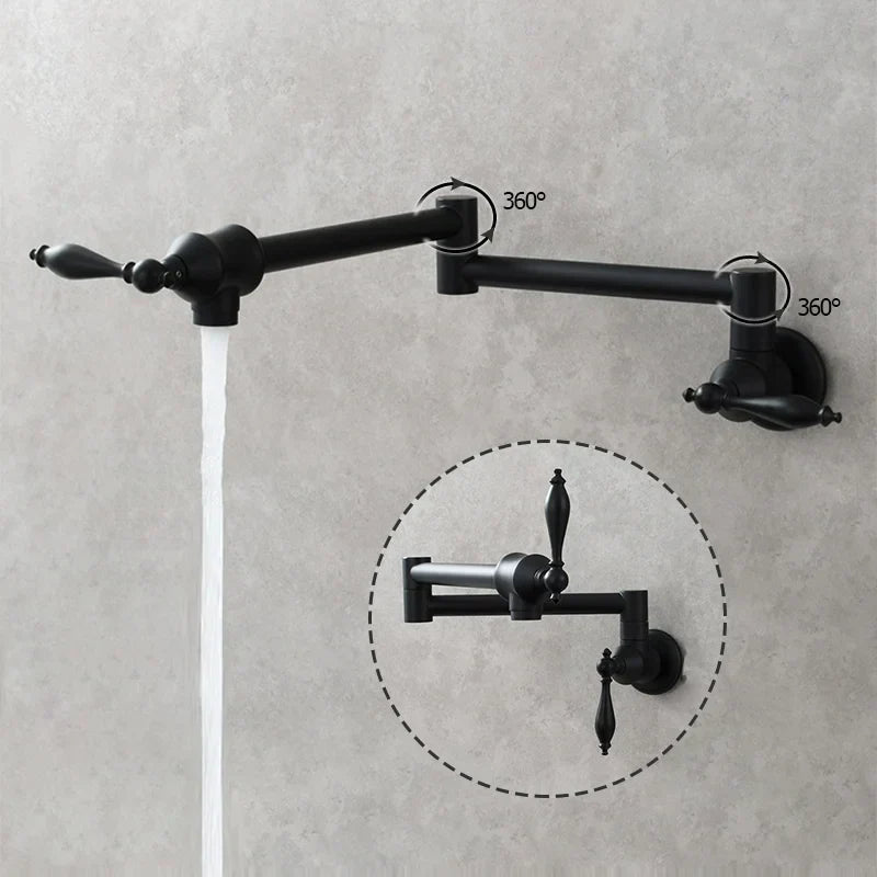 DecorBites™ Brass Double Joint Telescopic Kitchen Faucet, Double Handle Sink Faucet