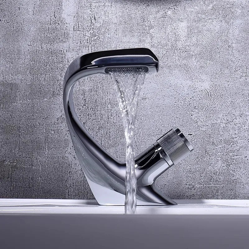 DecorBites™ Gray Basin Faucet | Brass Chrome Mixer Tap | Single Handle Sink Faucet