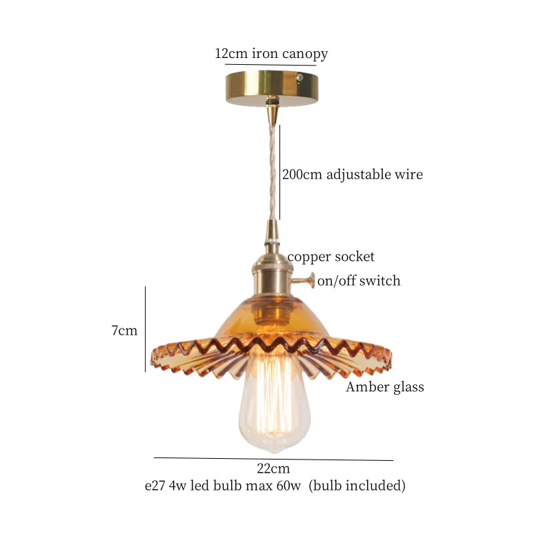 DecorBites™ Brass Glass LED Pendant Lamp for Cafe Bar Restaurant Bedroom Loft