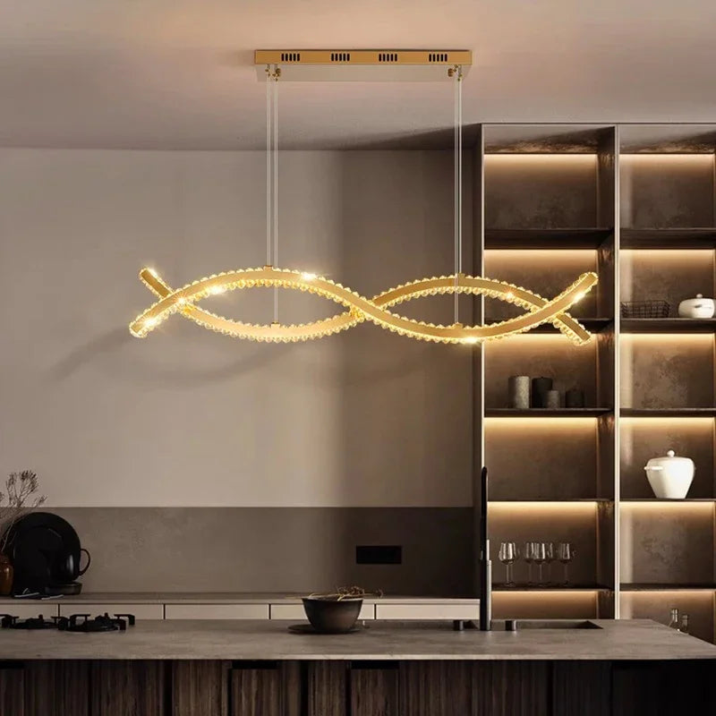 DecorBites™ Crystal Chandelier, Elegant Dining Room & Living Room Pendant Light