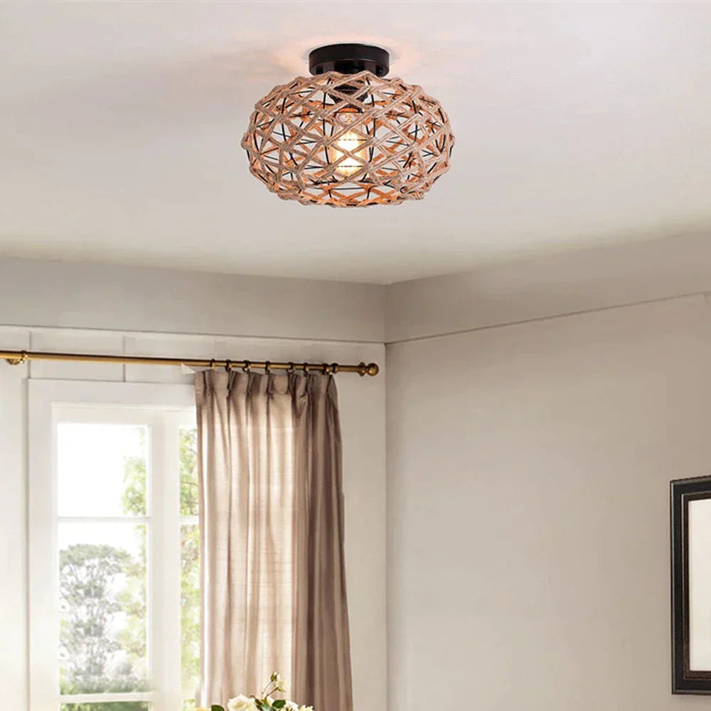 DecorBites™ Hemp Rope Ceiling Chandelier for Bedroom Living Room Kitchen LED