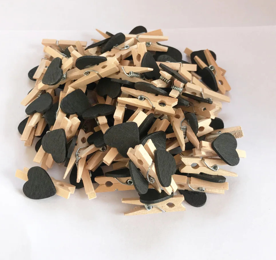 DecorBites™ 50-Piece Mini Wooden Clips for Photos Crafts, 25mm Small Clothespin Decoration