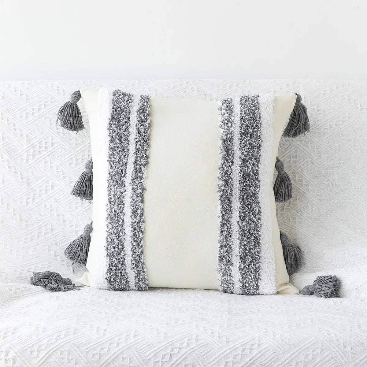 DecorBites™ Bohemian Tufted Tassel Pillow Case - Geometric Nordic Style Sofa Cushion