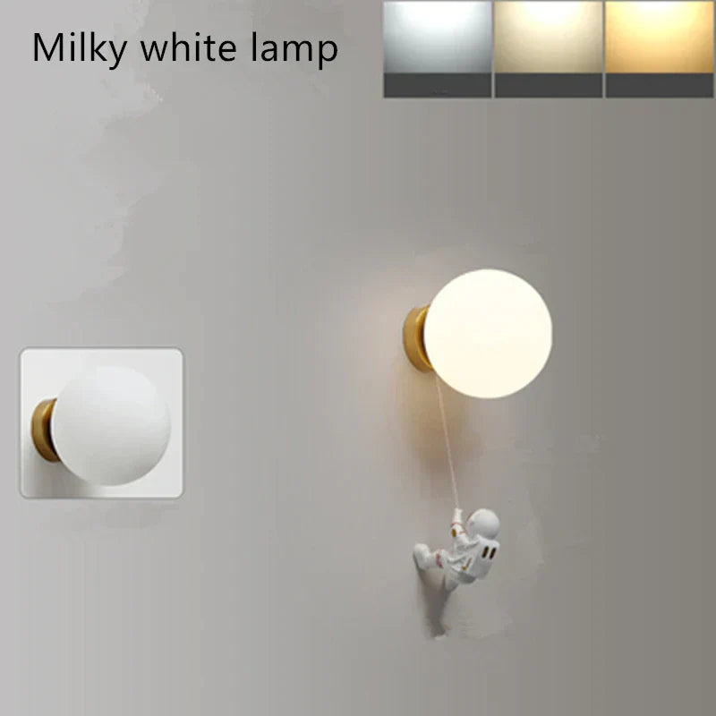 DecorBites™ Astronaut Moon Wall Lamp: Modern Minimalist Kids Bedroom Background Light