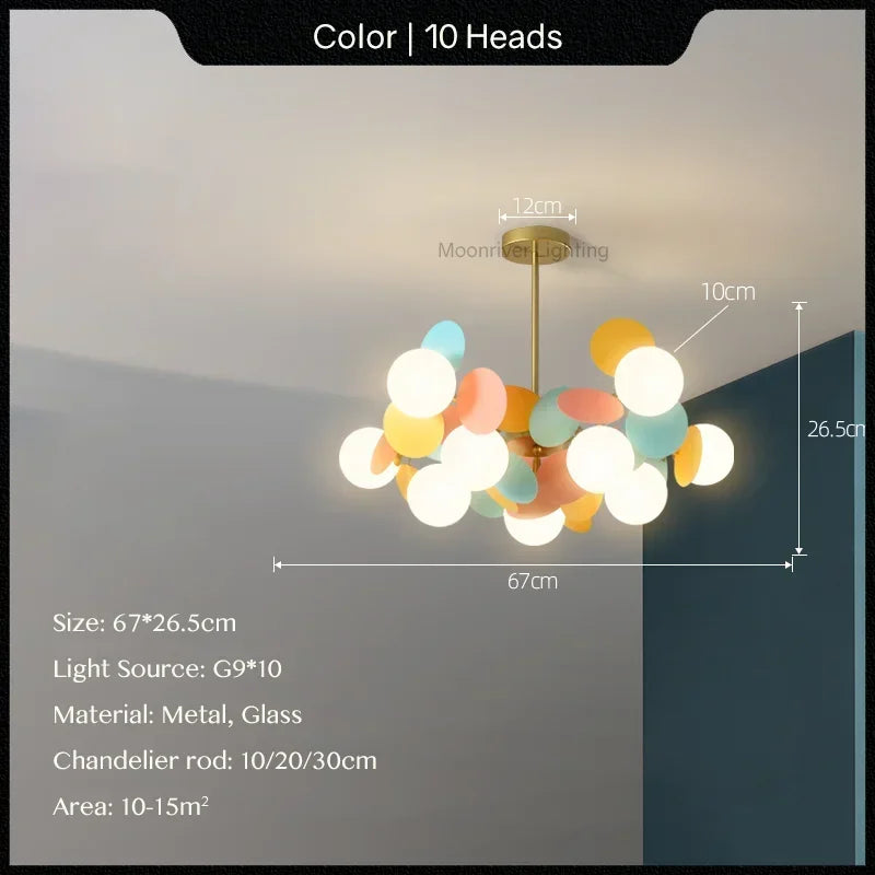 DecorBites™ Glass Hanging Ceiling Lamp for Kids Room, Living Room, Bedroom - Modern Chandelier & Home Decor