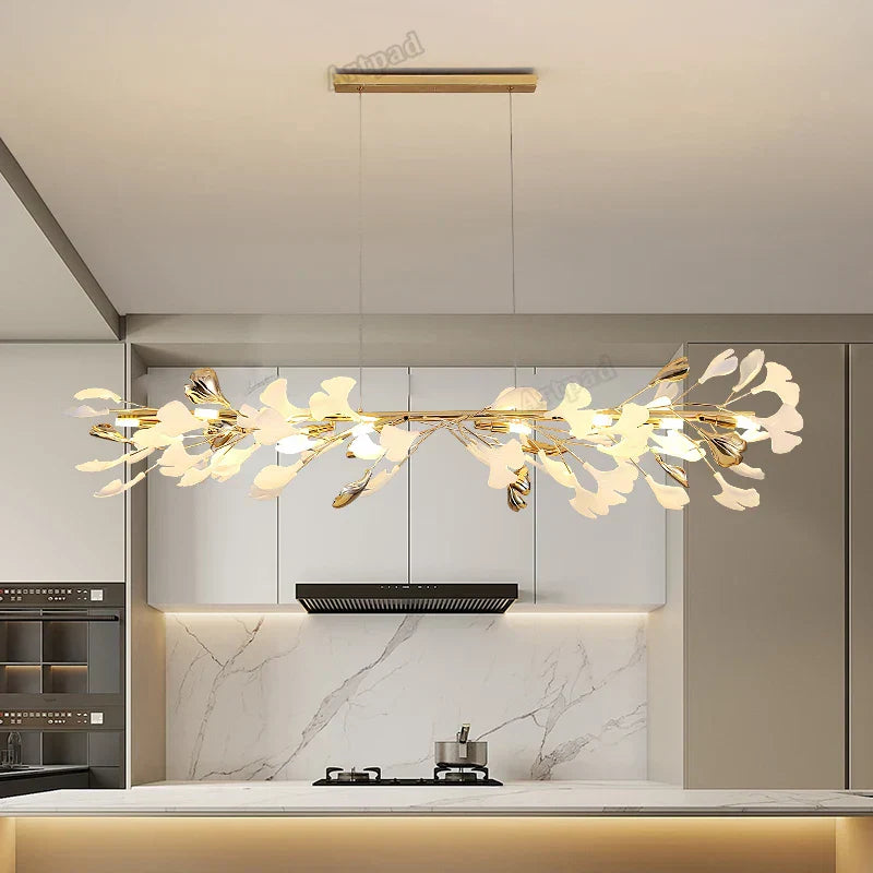 DecorBites™ Classic White and Gold Leaf Pendant Lamp for Living Room Dining Room Lighting