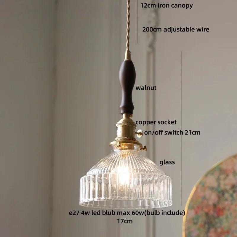 DecorBites™ Amber Glass LED Pendant Light Fixture Modern Home Lighting Plafond Lamp