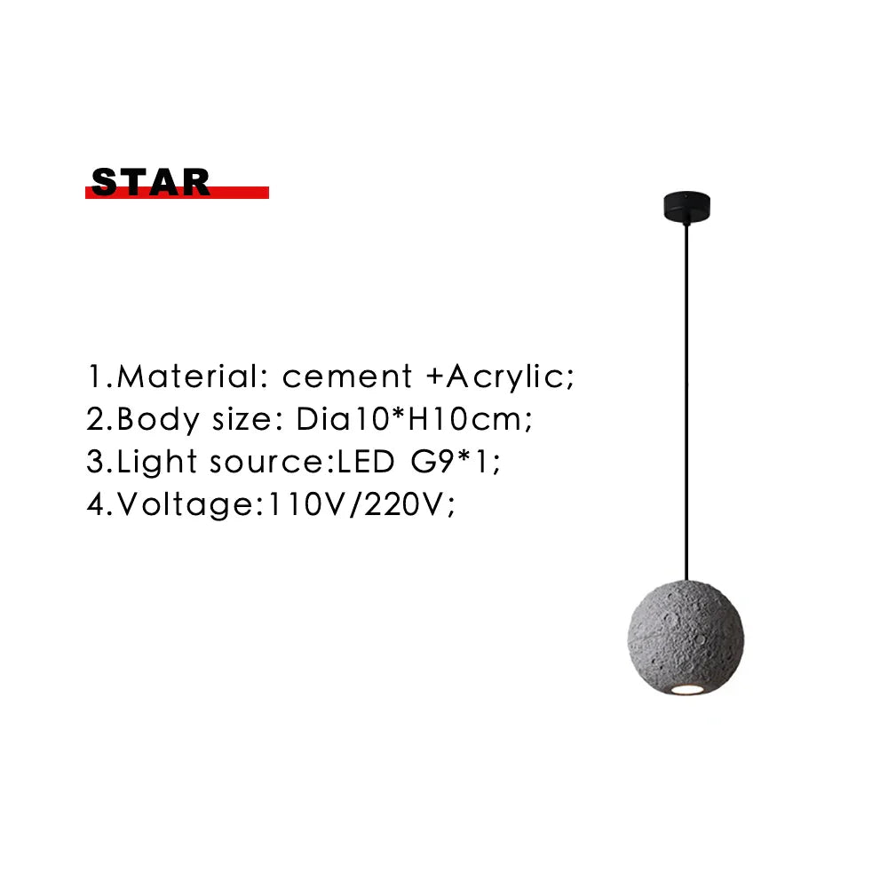 DecorBites™ Industrial Cement Pendant Lights - Retro Moon Star Chandelier Fixture
